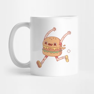 Funny Running Happy Burger Mug